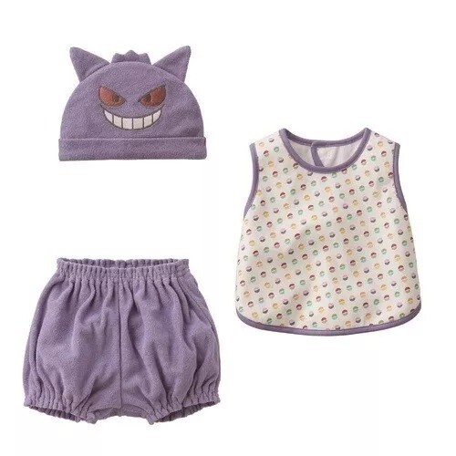 Pokemon Gengar Newborn Baby Clothes Gift Set Cap Bib Bloomer Monpoke japan only