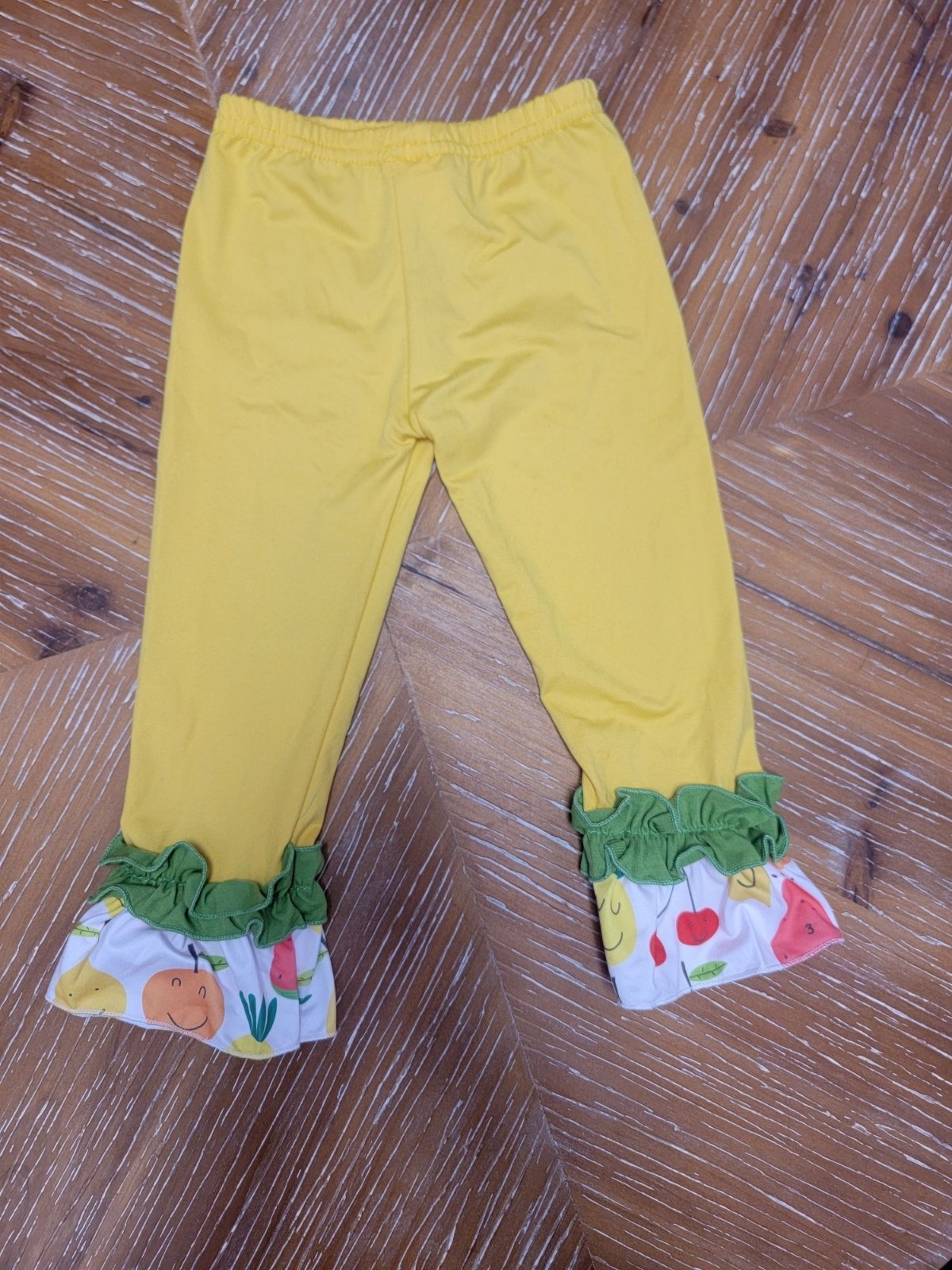 Little Jo Lemon Toddler Girls 2T Yellow Ruffle Leggings & Fruit Print Tunic Set