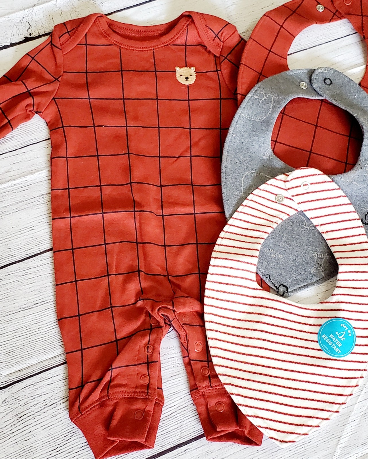 Carter’s Baby Boy Bear One Piece with 3 Bibs Size 3 mos New without Tags