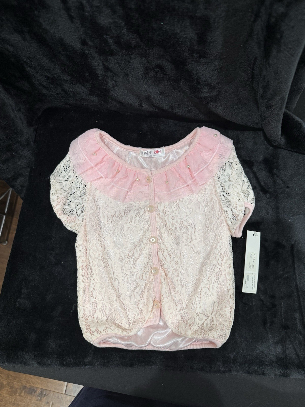 NWT Mae Li Rose Baby Girl Pink Tiered Ruffled Short Sleeve Top