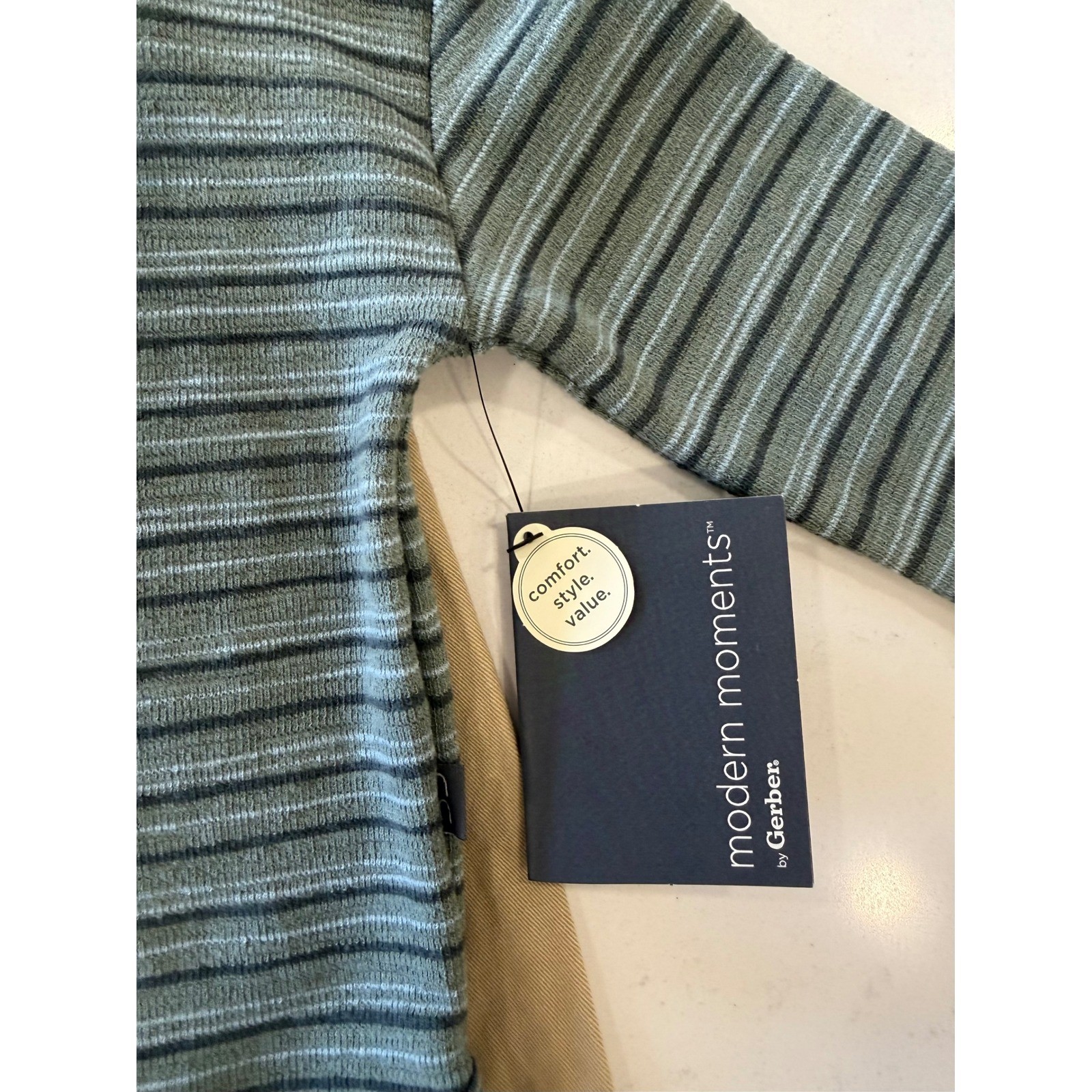 Modern Moments by Gerber Boys 18M Striped Ribbed Top and Khaki Pants Set Toddler