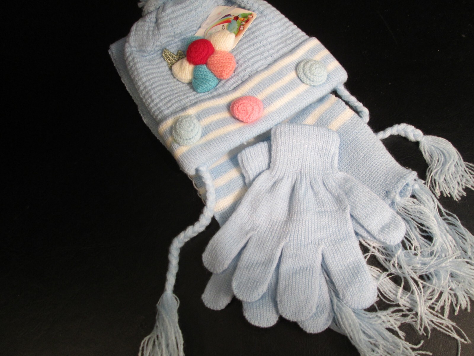 Baby Blue Cap Scarf Gloves Set, NWT