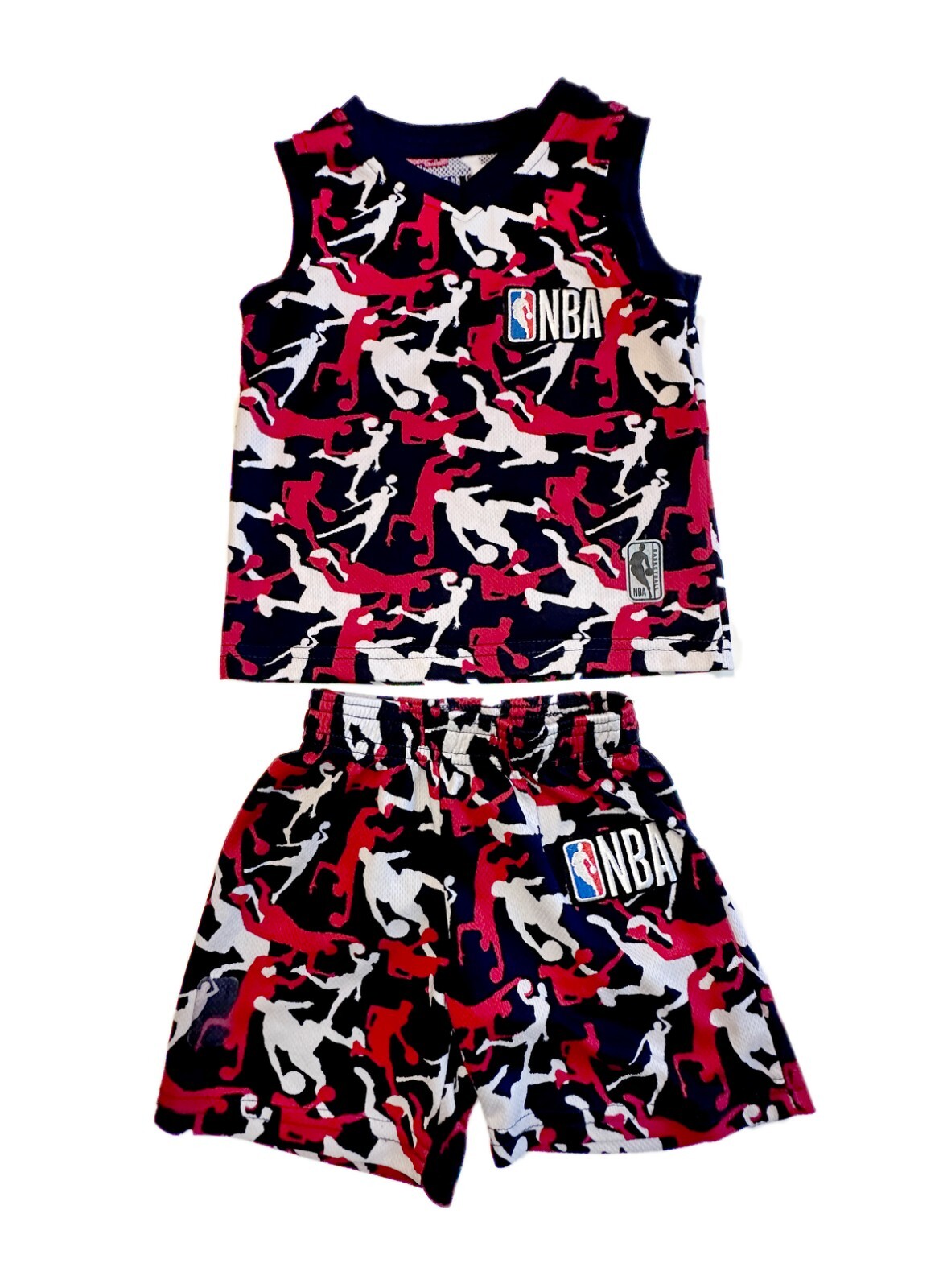 NBA Boys 3T Basketball Player Official Outfit Set Shorts & Shirt Red White Blue