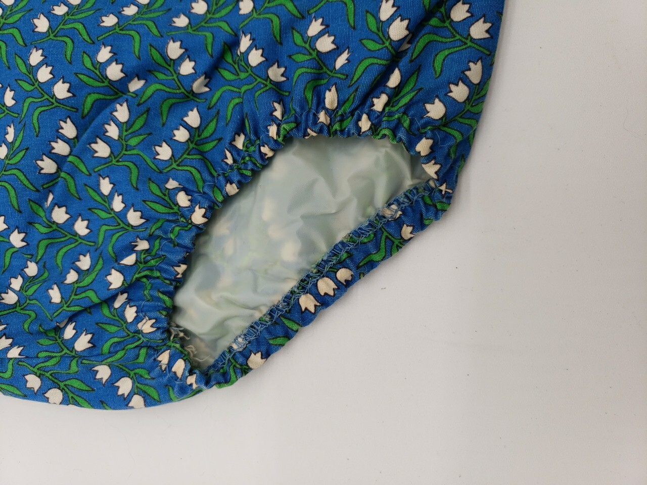 Vtg 50s Nannette 2 Pc Toddler Set Blue Green White Lily of the Valley Floral