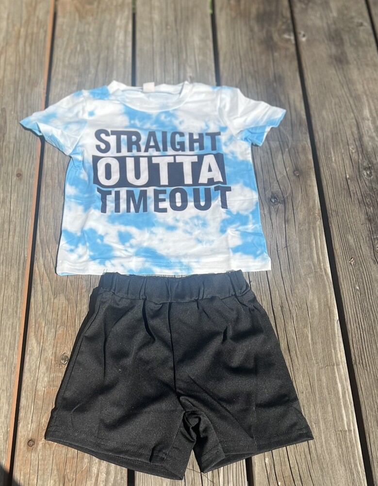 “Straight Outta Timeout” Unisex Toddler T-Shirt And Shorts Set.