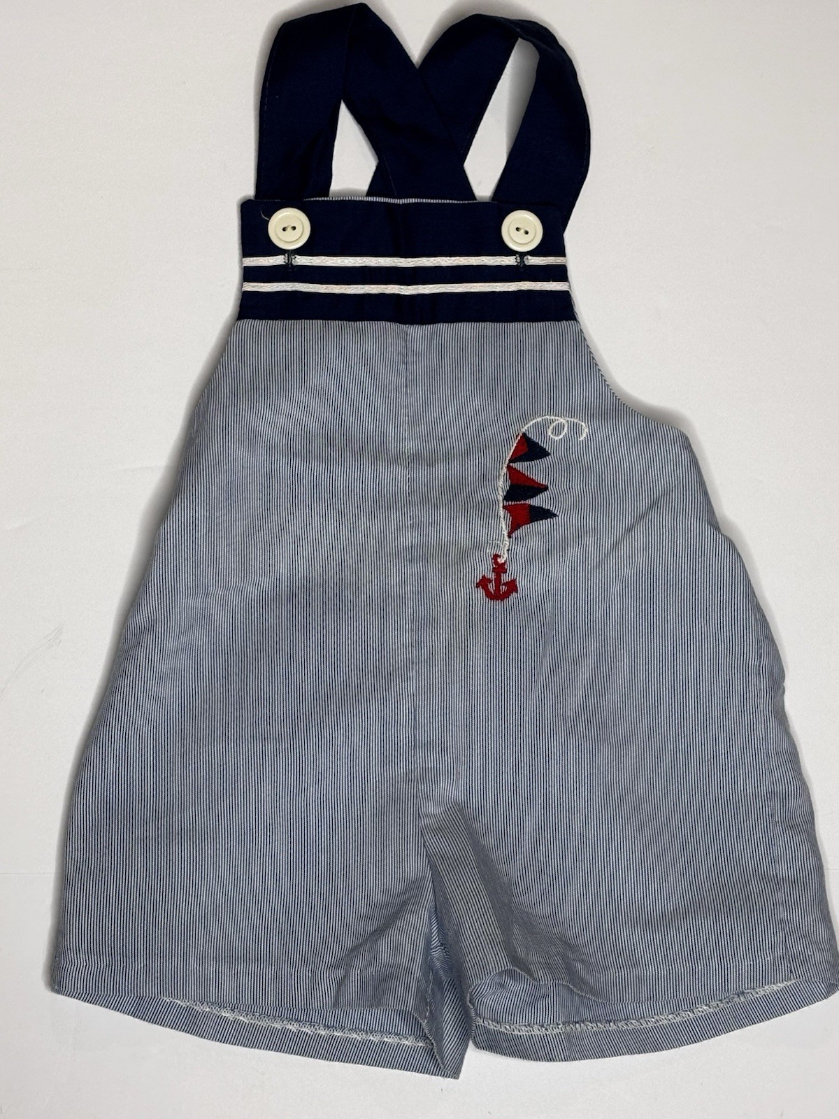 Vintage Alber Baby Nautical Overalls Outfit Size 4 Months