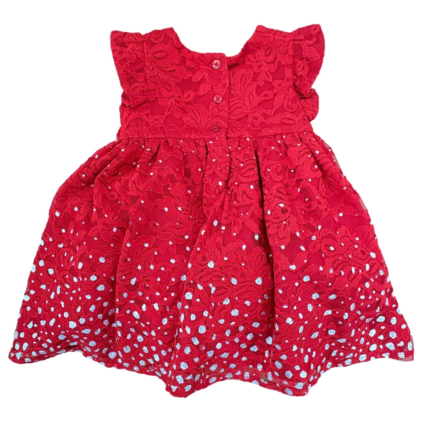 Infant Girls Red Lace Silver Bling Holiday Christmas Party Dress 18 MO