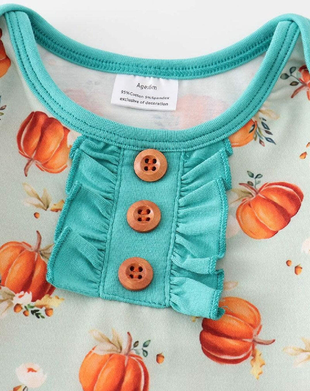 Girl’s Boutique Green Pumpkin Fall Print Bamboo Baby Knot One Piece Outfit