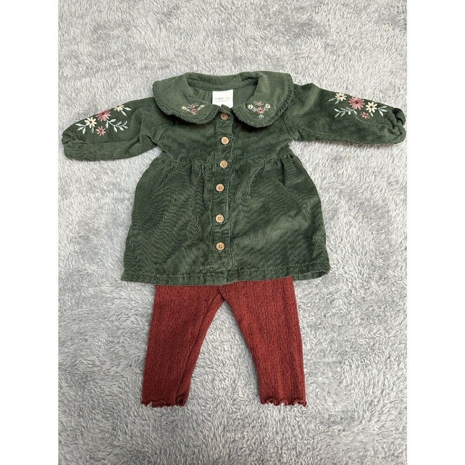 Little Co. by Lauren Conrad Baby Outfit Size 3M Green Corduroy Top with 2 Pants