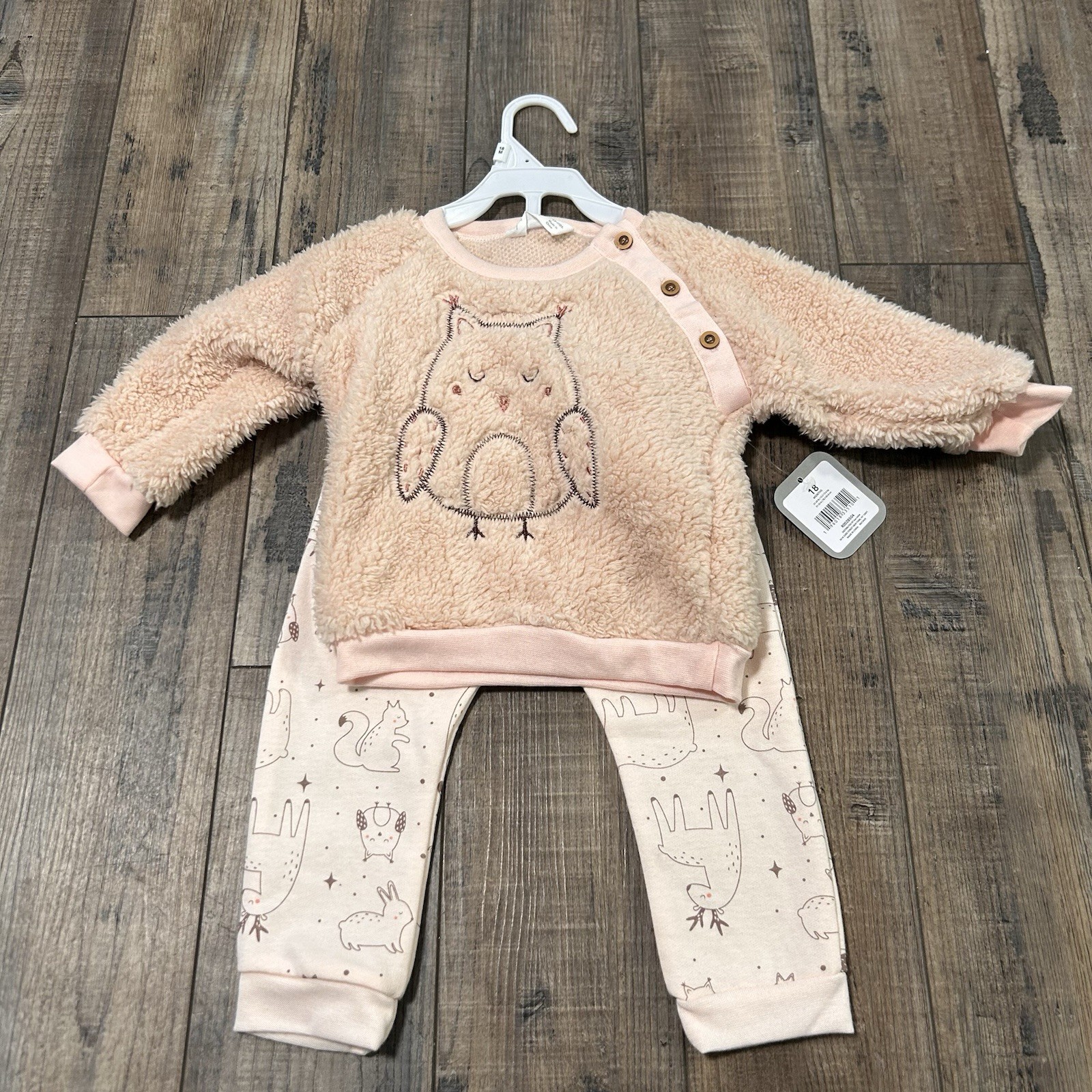 NWT Rene Rofe Baby Girl Outfit 2pc Set 18 Months Owl Warm