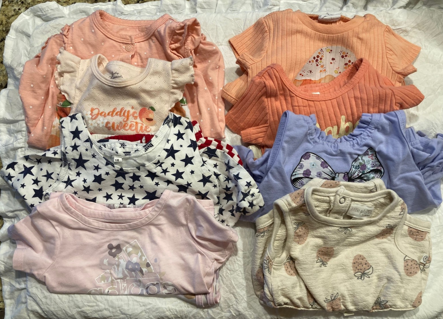 Lot of 9 Spring/Summer Baby Girl Clothes – 6 mo – Kit & Pearl, Rabbit Bear