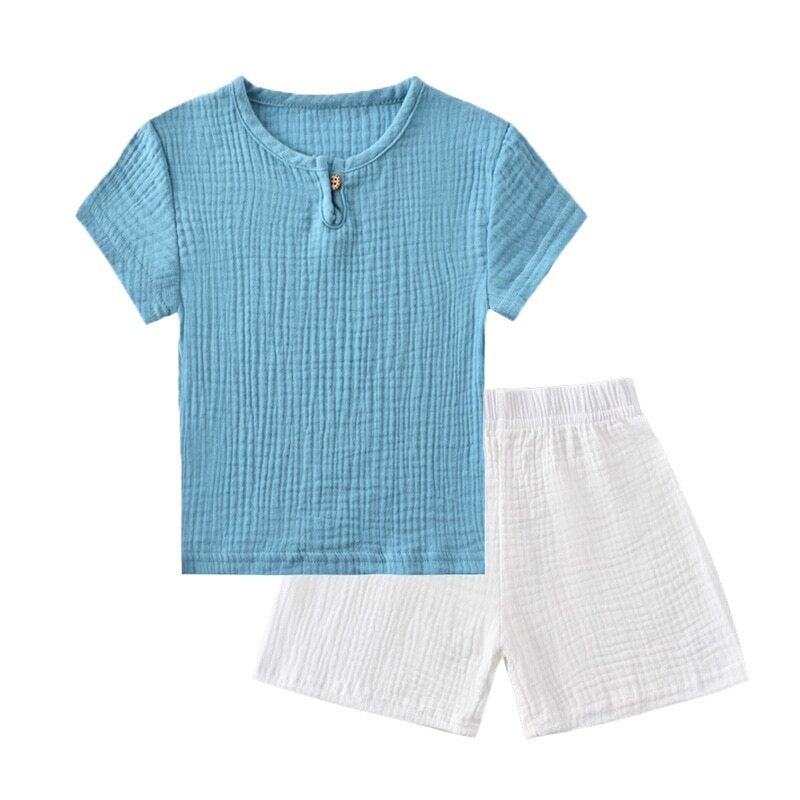 kids boys girls loose top skirt spring summer acid washed matching clothing