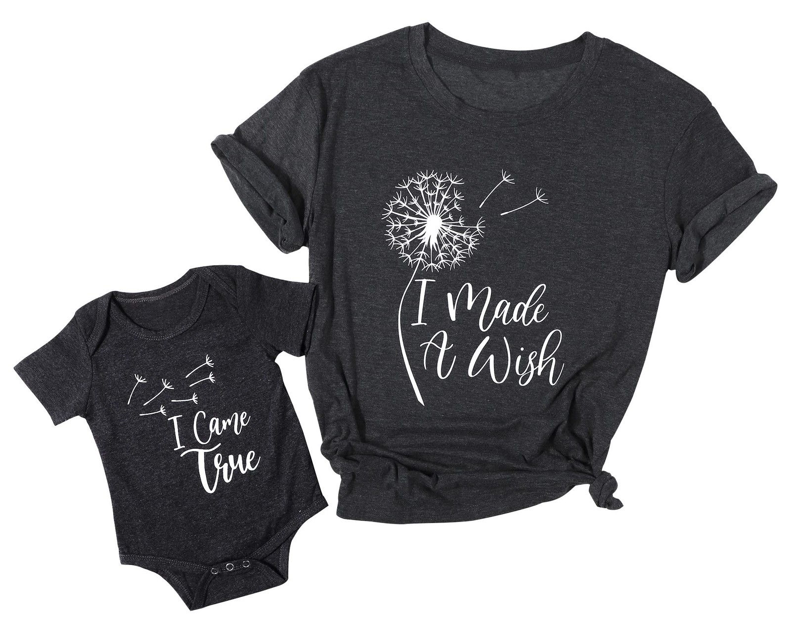 Mom and Me Matching Shirt Mama and Baby Matching Dandelion Print Set Grey Size L