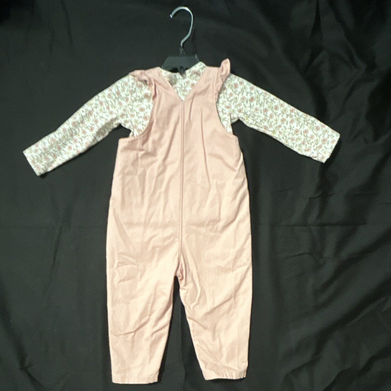 Carter’s Girls 18M 2-Piece Pink Overalls & Floral Long Sleeve Knit Top