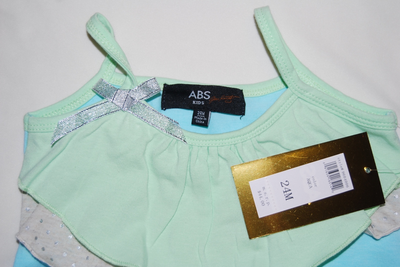 NWT ABS Kids Infant Girls Aqua Blue Mint Green Tank Top & Leggings 2pc Set 24M