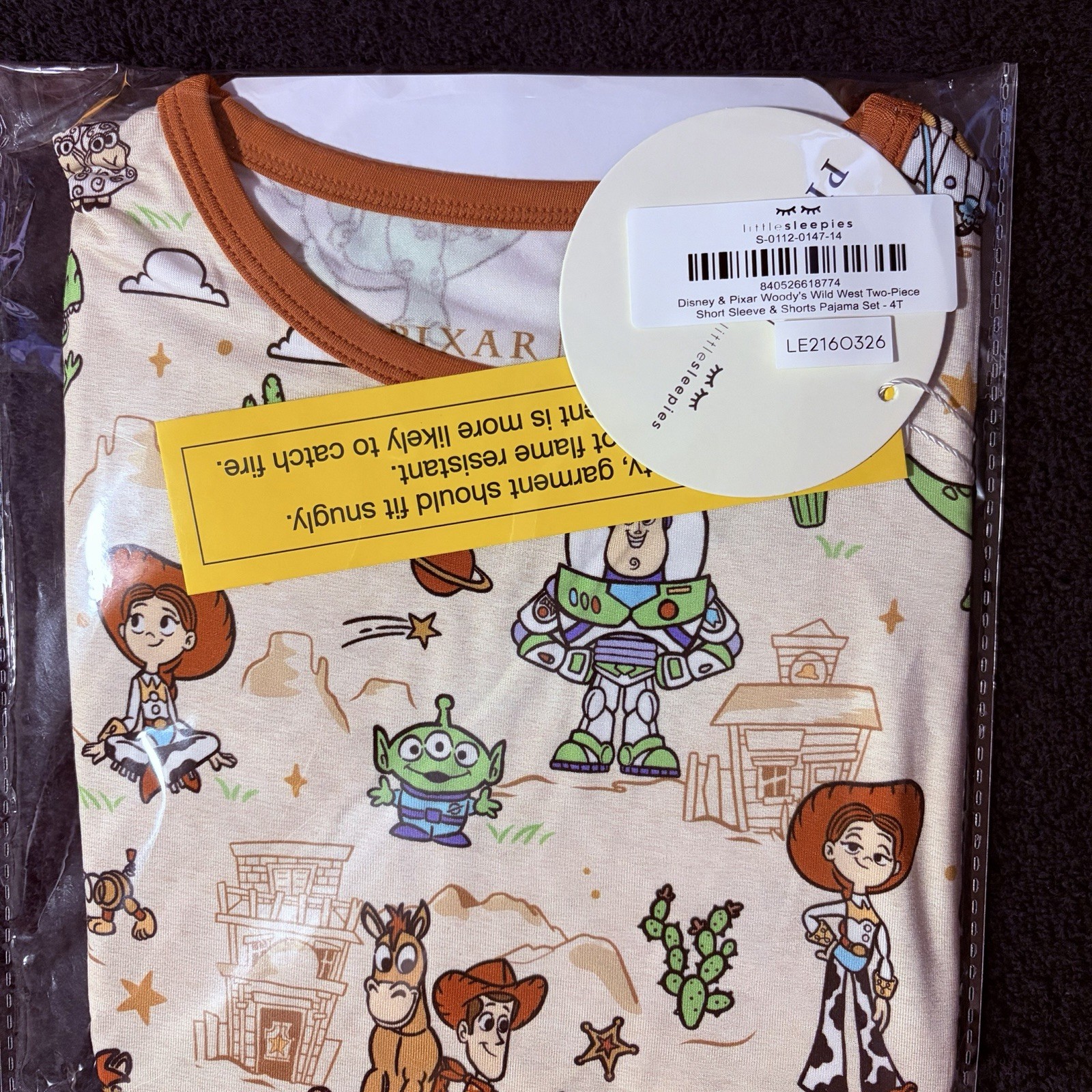 Little Sleepies Toy Story Woody’s Wild West Short Sleeve & Shorts 4T NWT