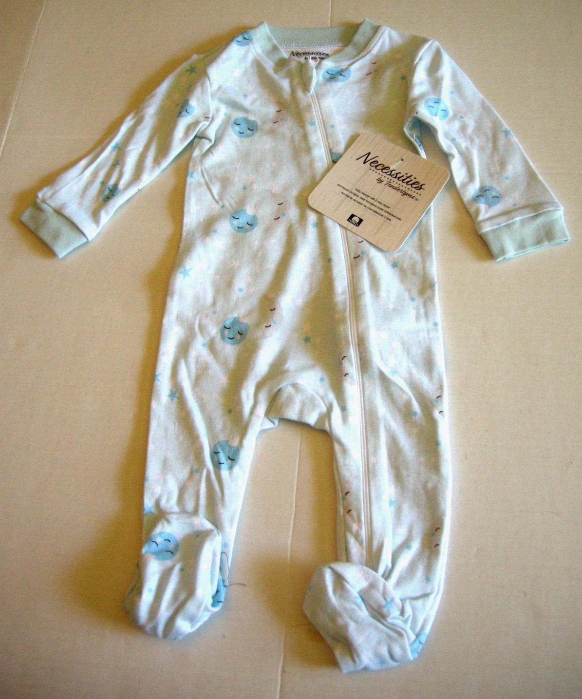 Necessities By Tendertyme Coverall, Boy, 3 Months, Blue, Moon & Stars Design,New