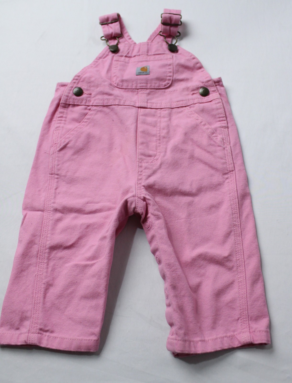 Carhartt Baby Girls Sleeveless Duck Canvas Overalls AP2 Pink Size: 6 Months