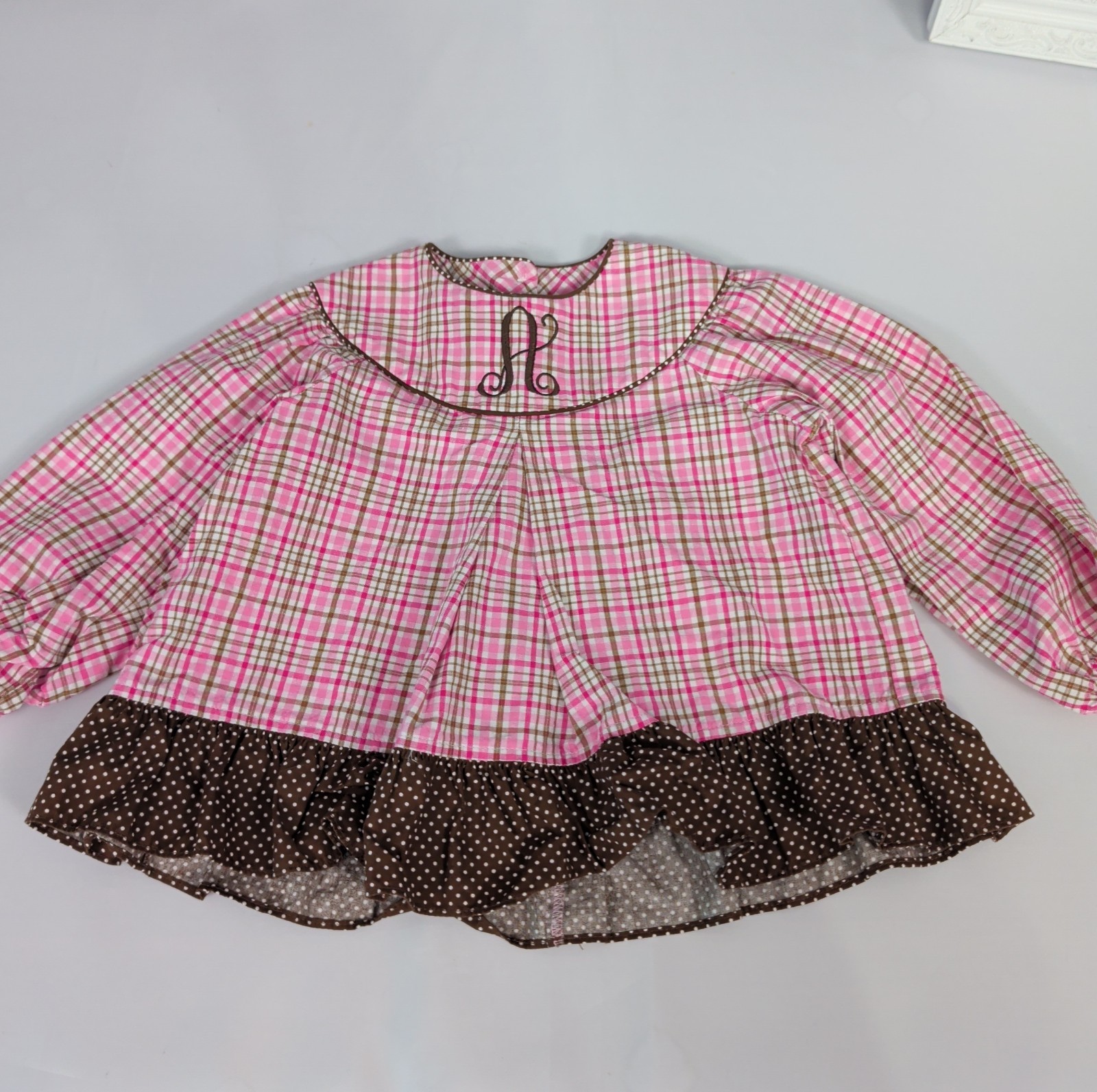Stellybelly 2-pc Boho Pantset Flare Top & Ruffled Pants Size 2T “A” Monogram EUC