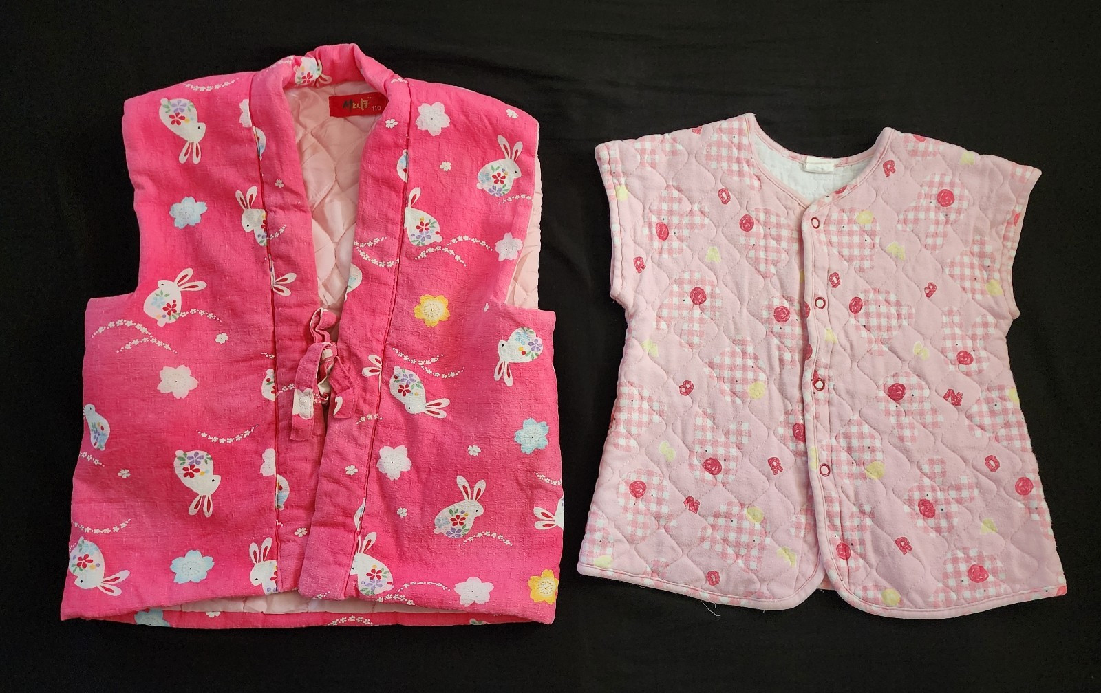 my baby Quilted Bunny & Floral Print Vest Set Pink Outfit 2 Piece Size 90, 110