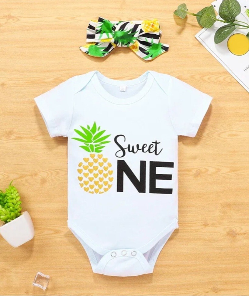 Baby Girl First Birthday Outfit Pineapple Sweet One 3Pcs Set Size 18-24 Months