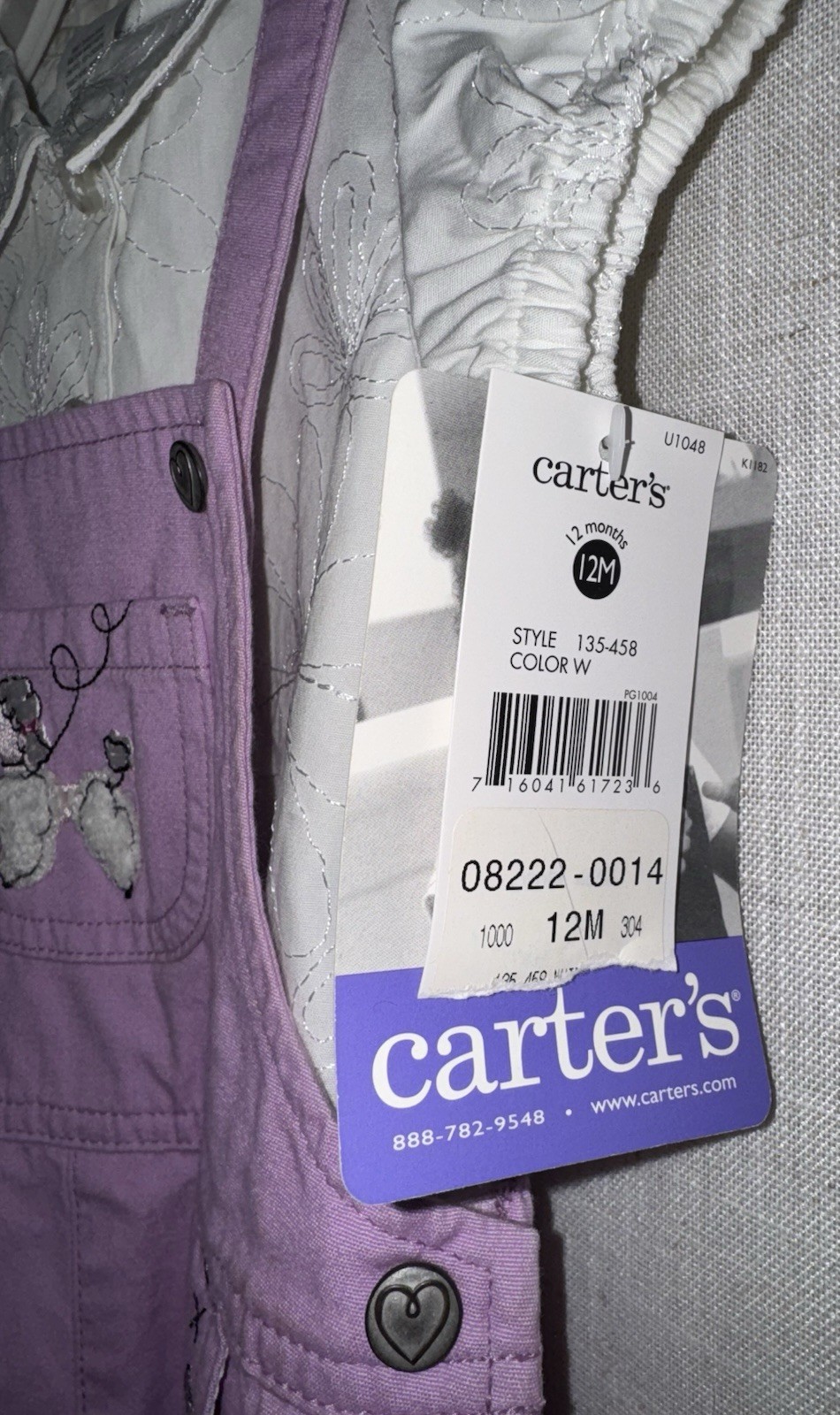 Y2K Vintage Carter’s Baby Overalls 12-18 Purple Poodle Eyelet 9-12 mo Set NWT