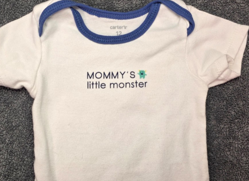 Carter’s Baby Monster Outfit Bundle 12M Bodysuits Pants 7pc Cotton