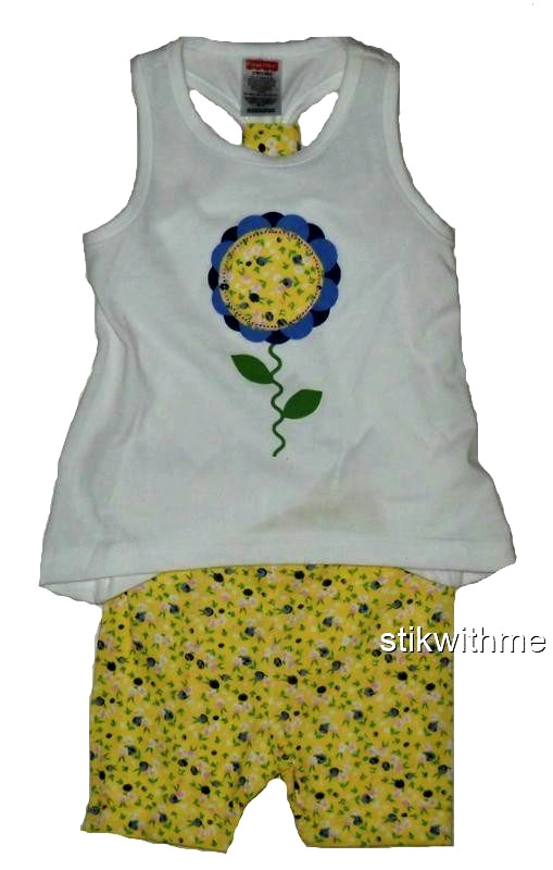 Fisher Price 2 Piece SET: Top & Flowered Shorts CLOTHING BABY 12 Mos NEW FREE Sh