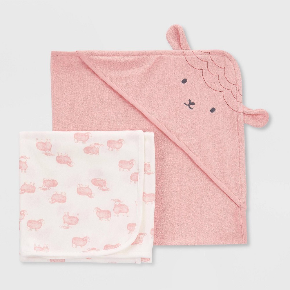 Carter’s Just One You® Baby Girls’ Sheep Hooded Bath Towel – Pink NWOT :C22-1