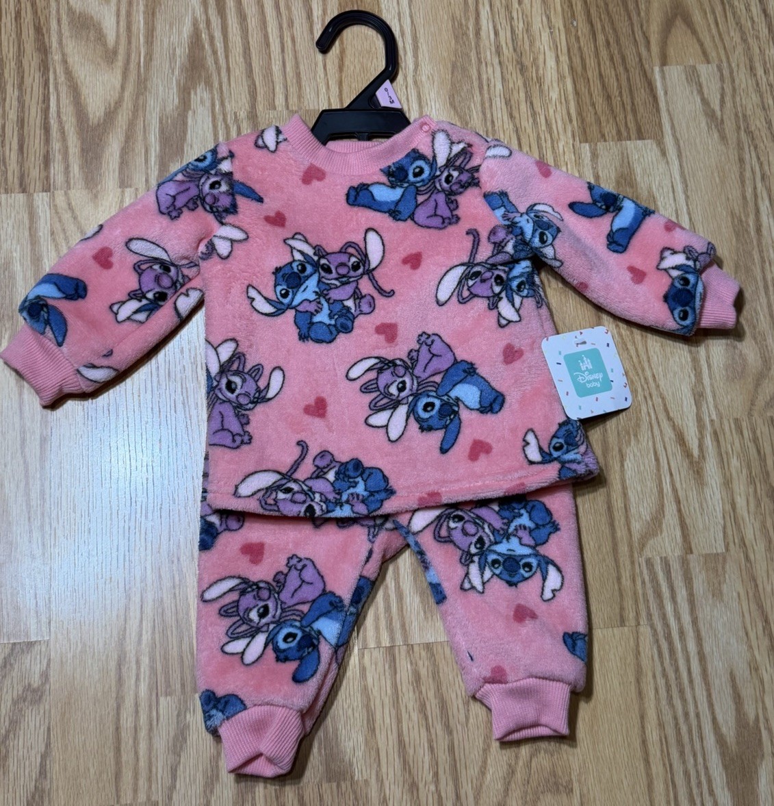Disney Baby Lilo & Stitch Pink 2 Piece Fleece Outfit Set Infant 0-3M