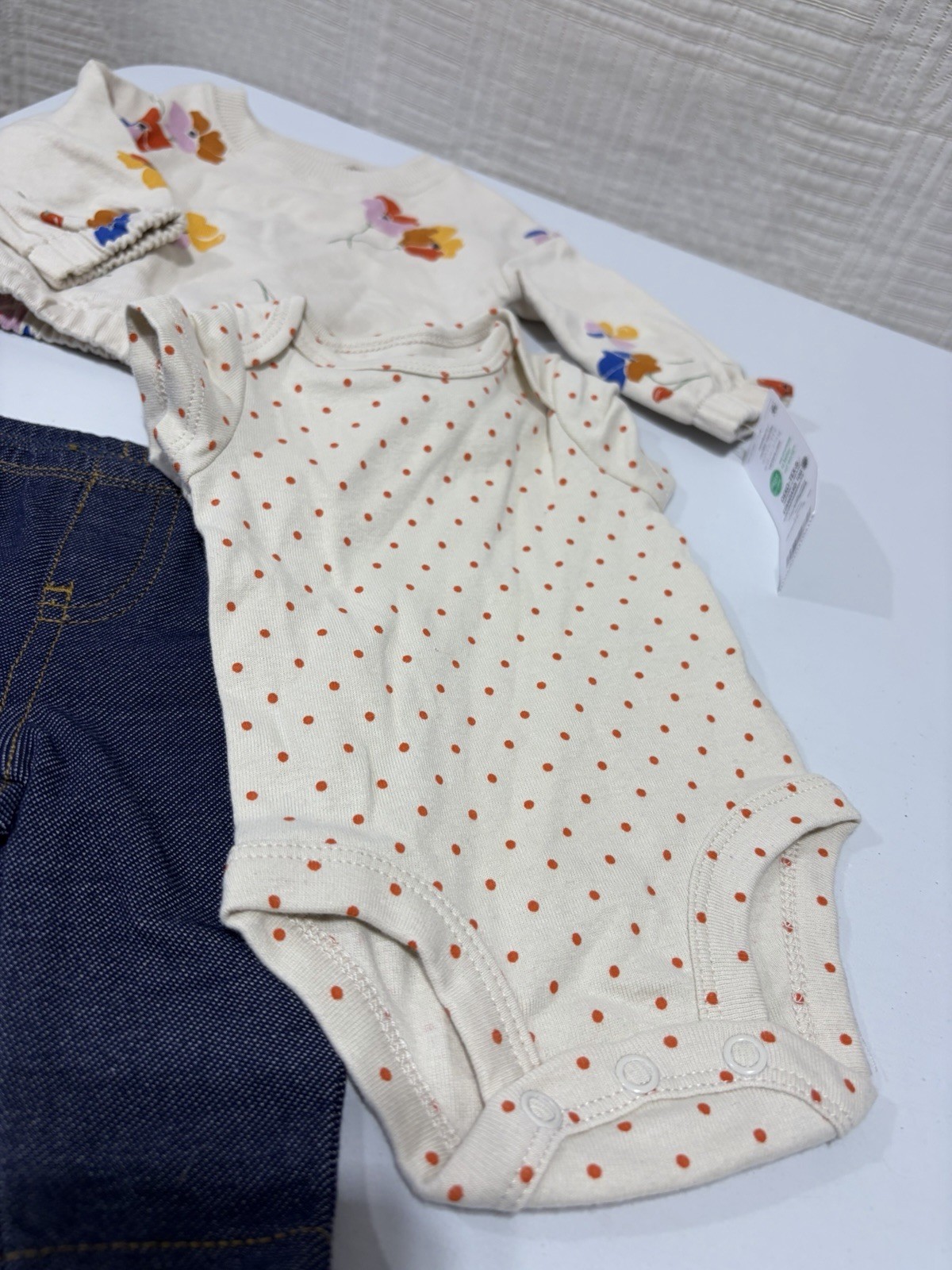 Carters Baby Girl 3 Piece Knit Floral Pant Set Size Nb New
