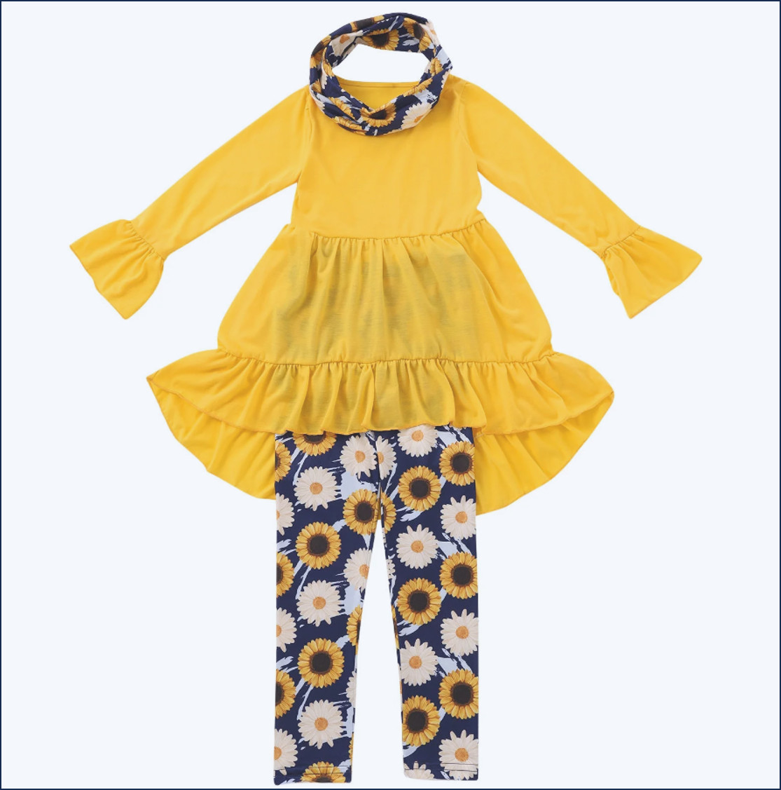 Jamicy Summer Round Neck Solid Color Ruffled Irregular Long Sleeve Top with Elas