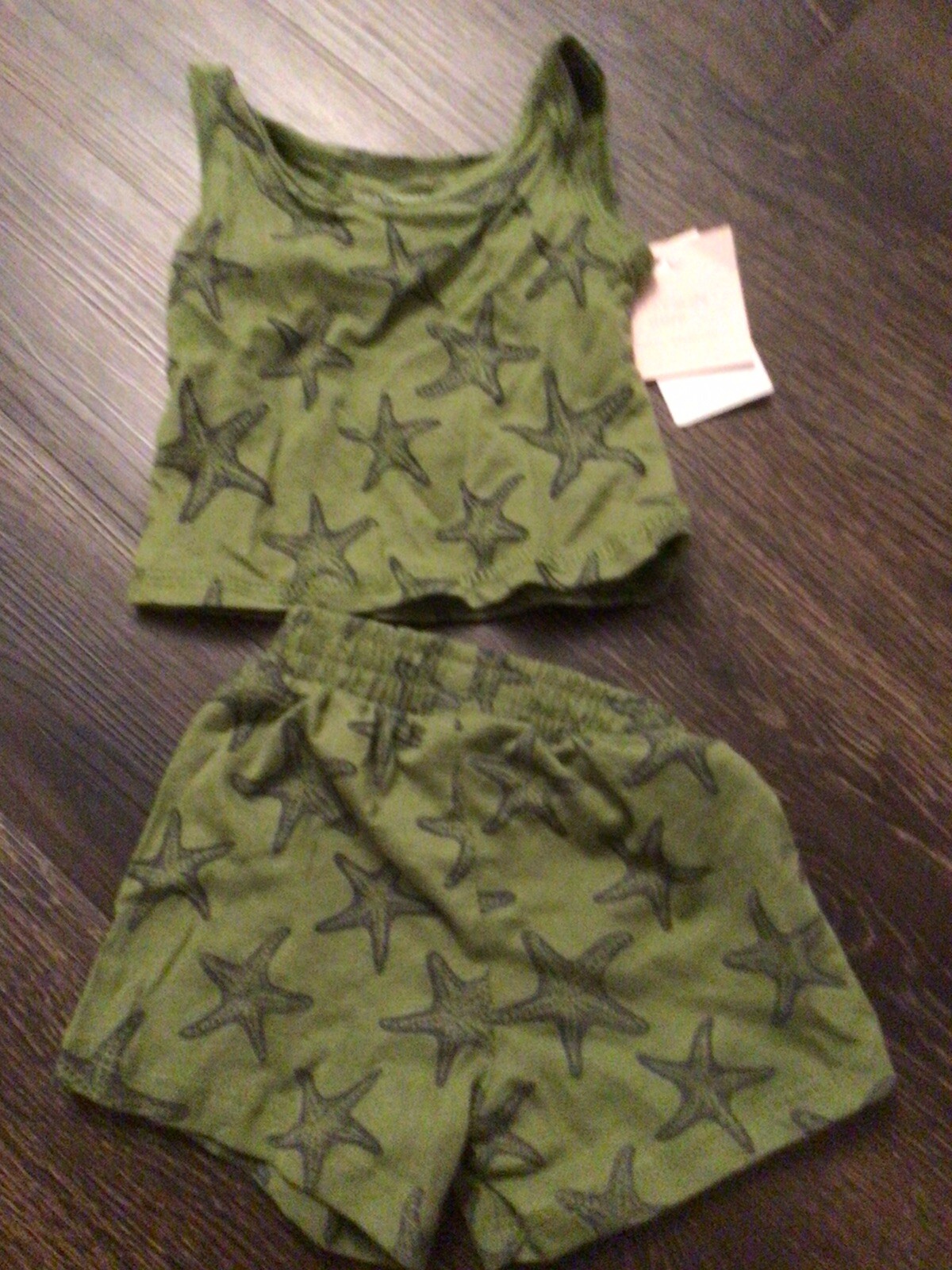 Grayson Mini Baby Boy 2 Piece Set Tank Shorts Green Starfish Print NWT Newborn