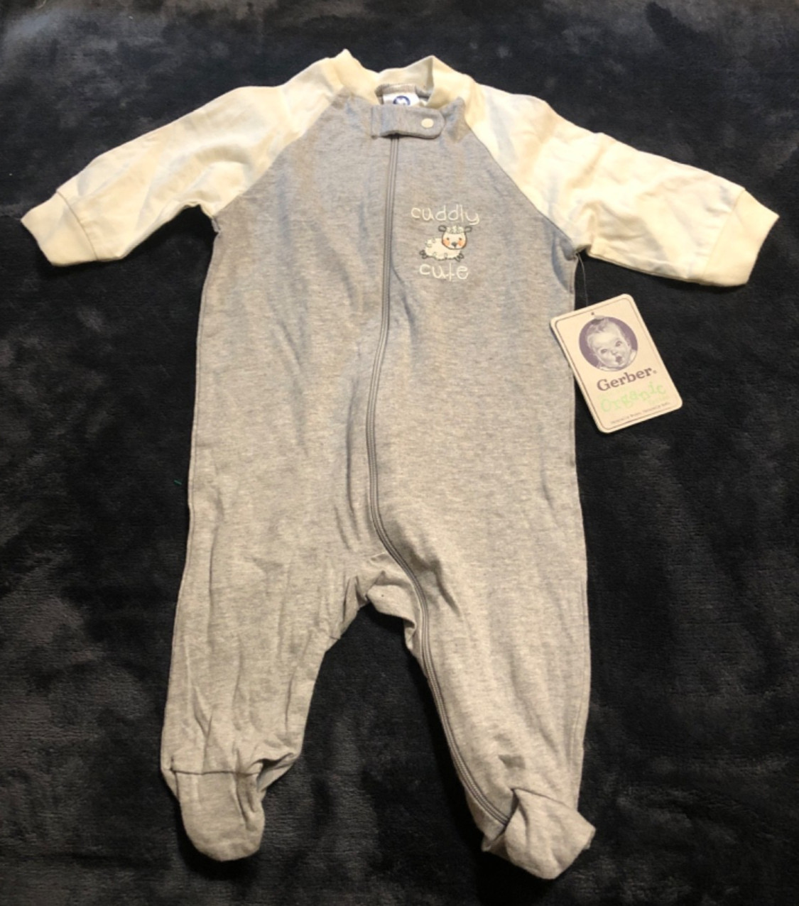 Baby Boy Clothes New Gerber Organics Cuddly Lamb Footed Outfit 0-3 Mos.