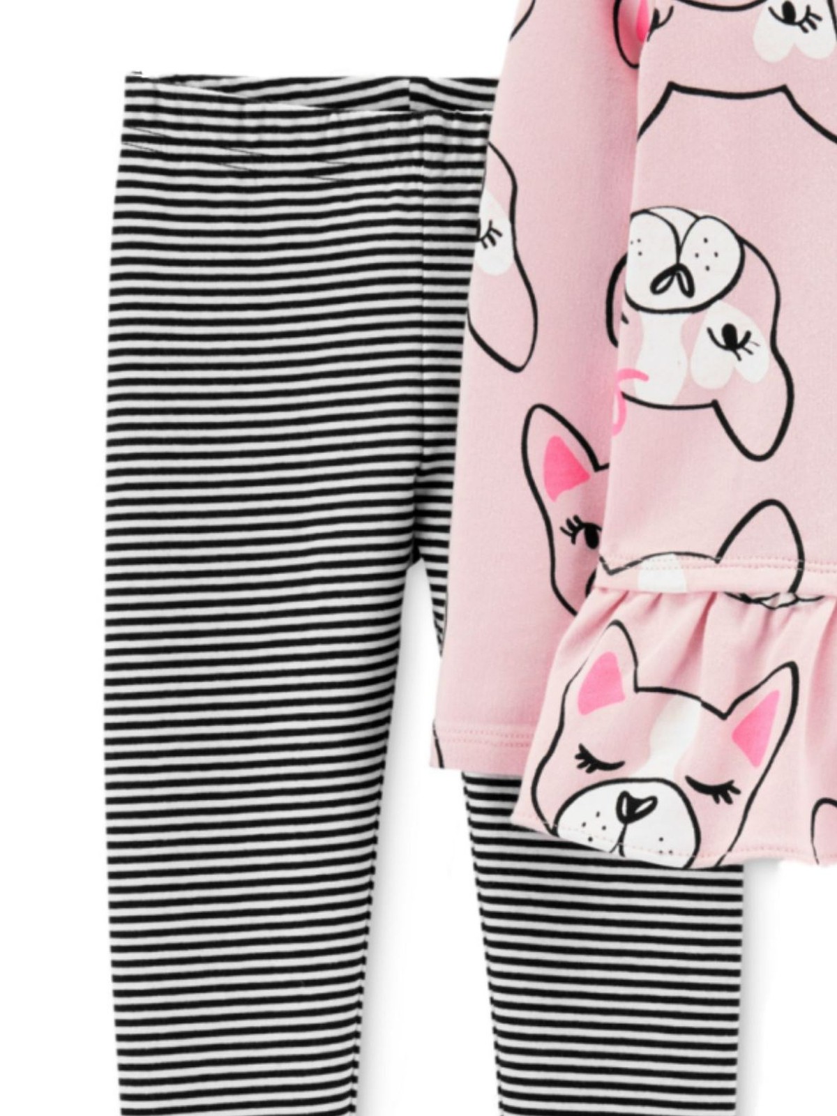 Carters Infant Girls Ruffled Pink Puppy Dog Print Shirt & Striped Leggings 6m