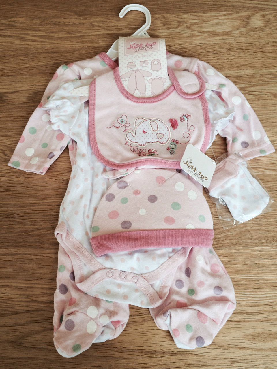 Just Too Cute Pink Elephant 5-Piece Baby Gift Set