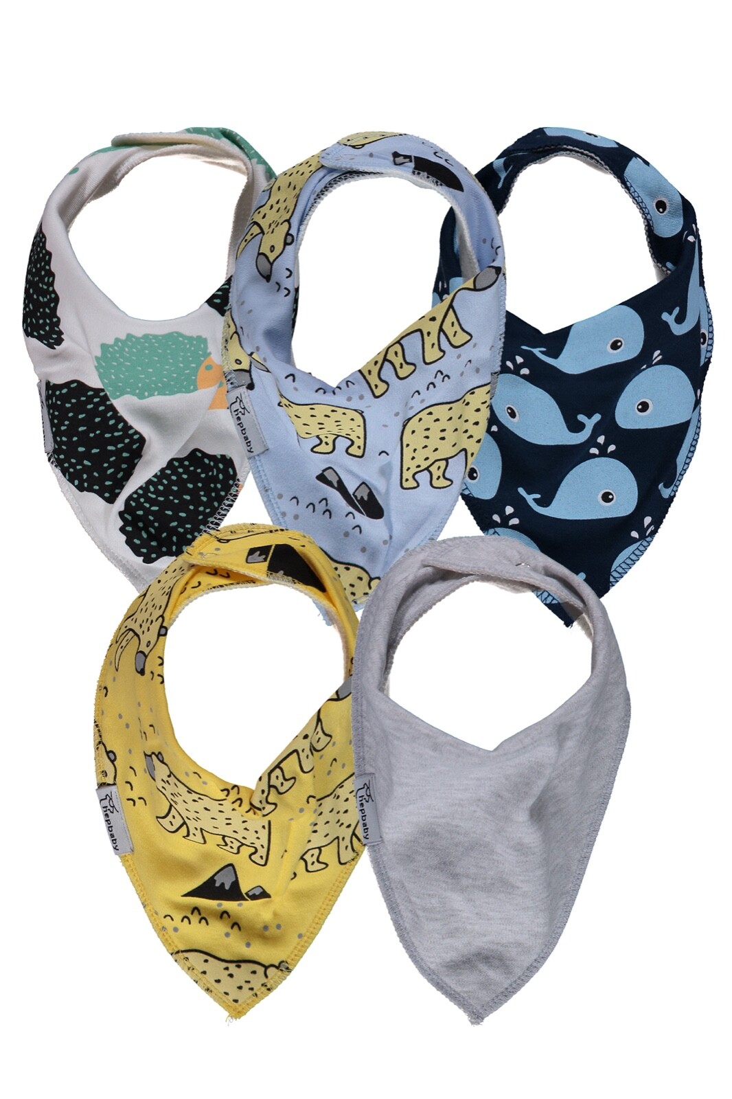 Baby Bibs for Boys & Girls – 100% Cotton – 5 Pcs Machine Washable – 0-24 Months