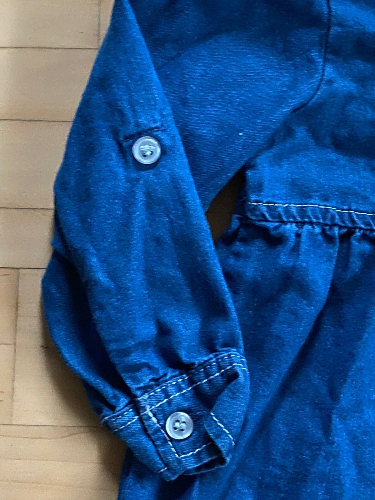 Ddg Darlings Girl Smock Floral Denim Top Size 3T