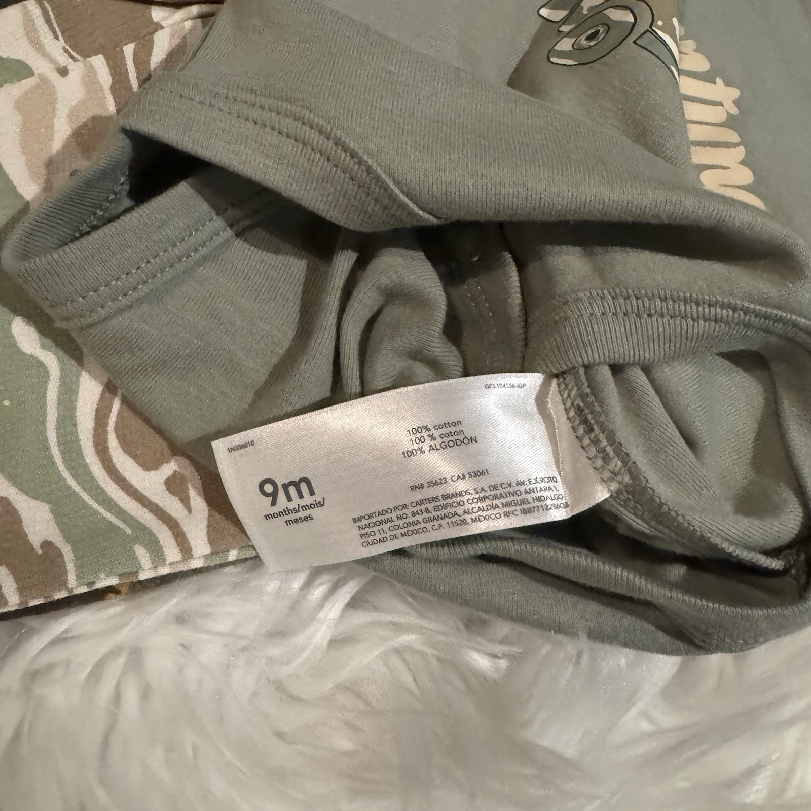 Carter’s 4pc Bodysuit Pants Set Baby Boy 9M Green Brown Safari Animals NEW