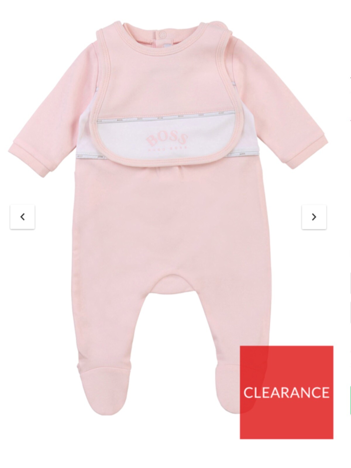 HUGO BOSS Baby Set Romper Girl Sleepsuit & Bib 2 Piece Pink Gift Set 12 Months