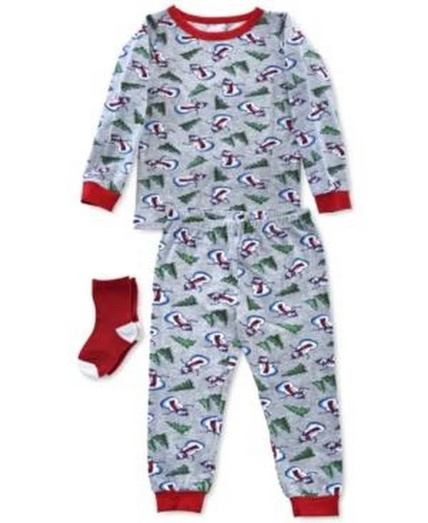 Max and Olivia Boys 3-Pc. Space Pajamas and Socks Set, Size 18Months
