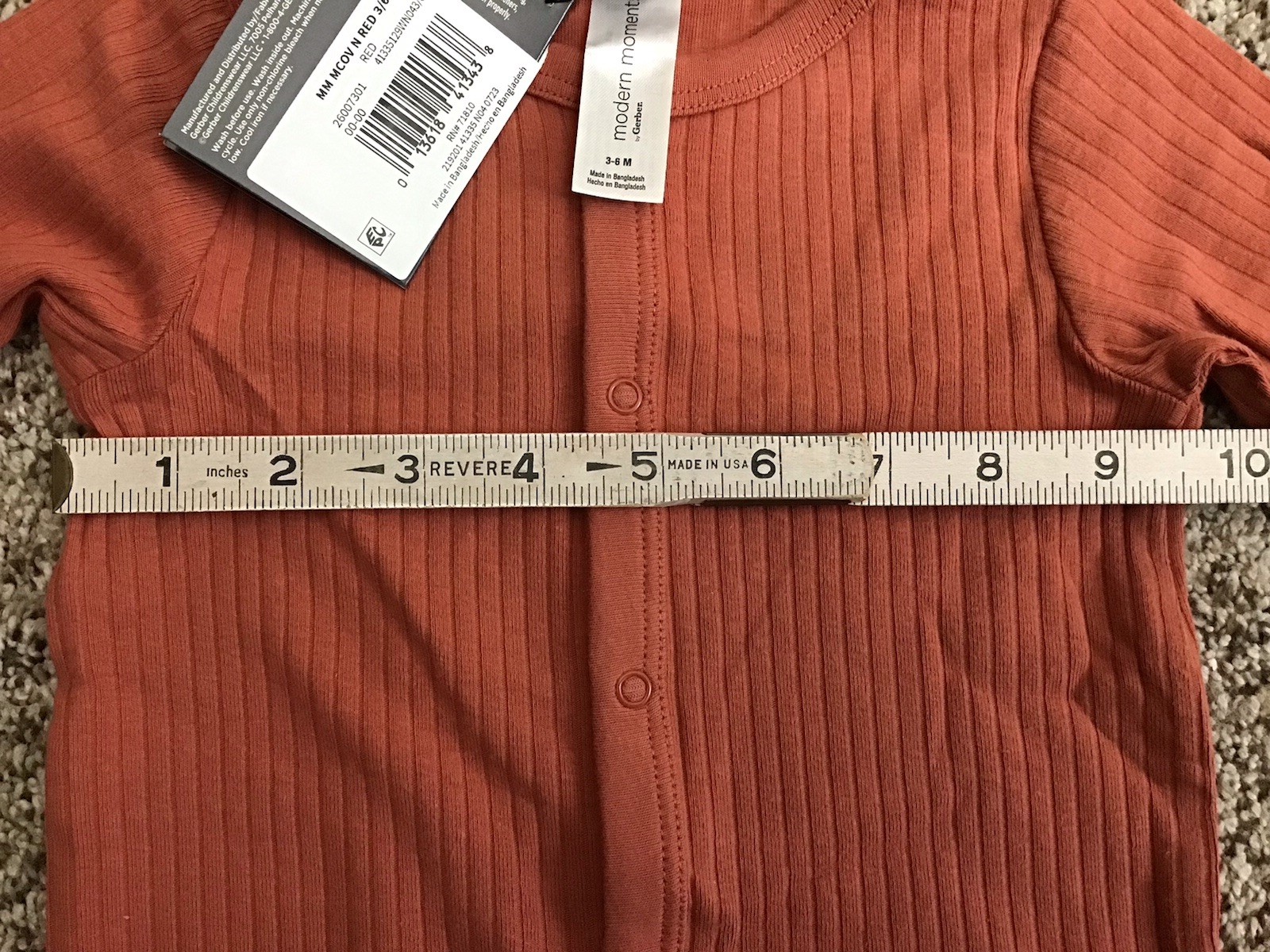NEW INFANT Baby 3-6 Month MODERN MOMENTS BY GERBER Onsie COVERALL Terracotta(GM3