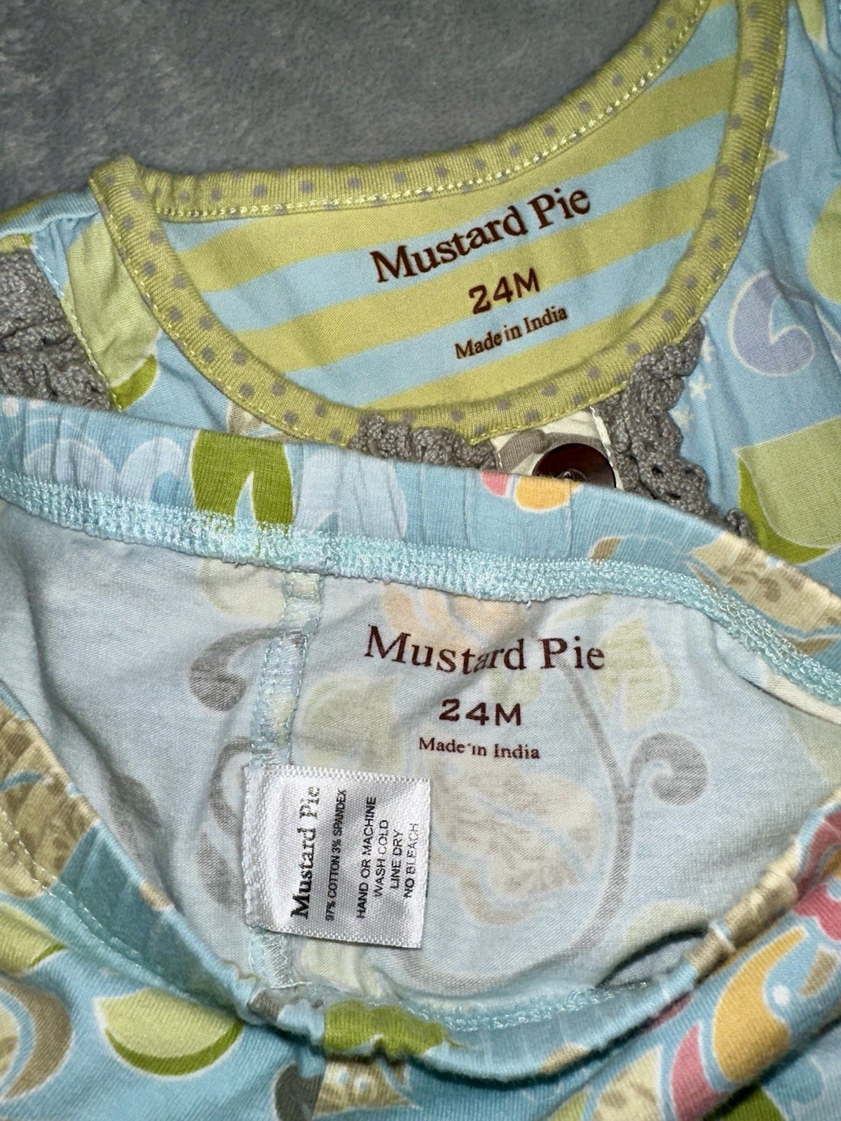 Mustard Pie Girls Outfit 24M 2pc Floral Sleeveless Ruffle Top & Pants Set