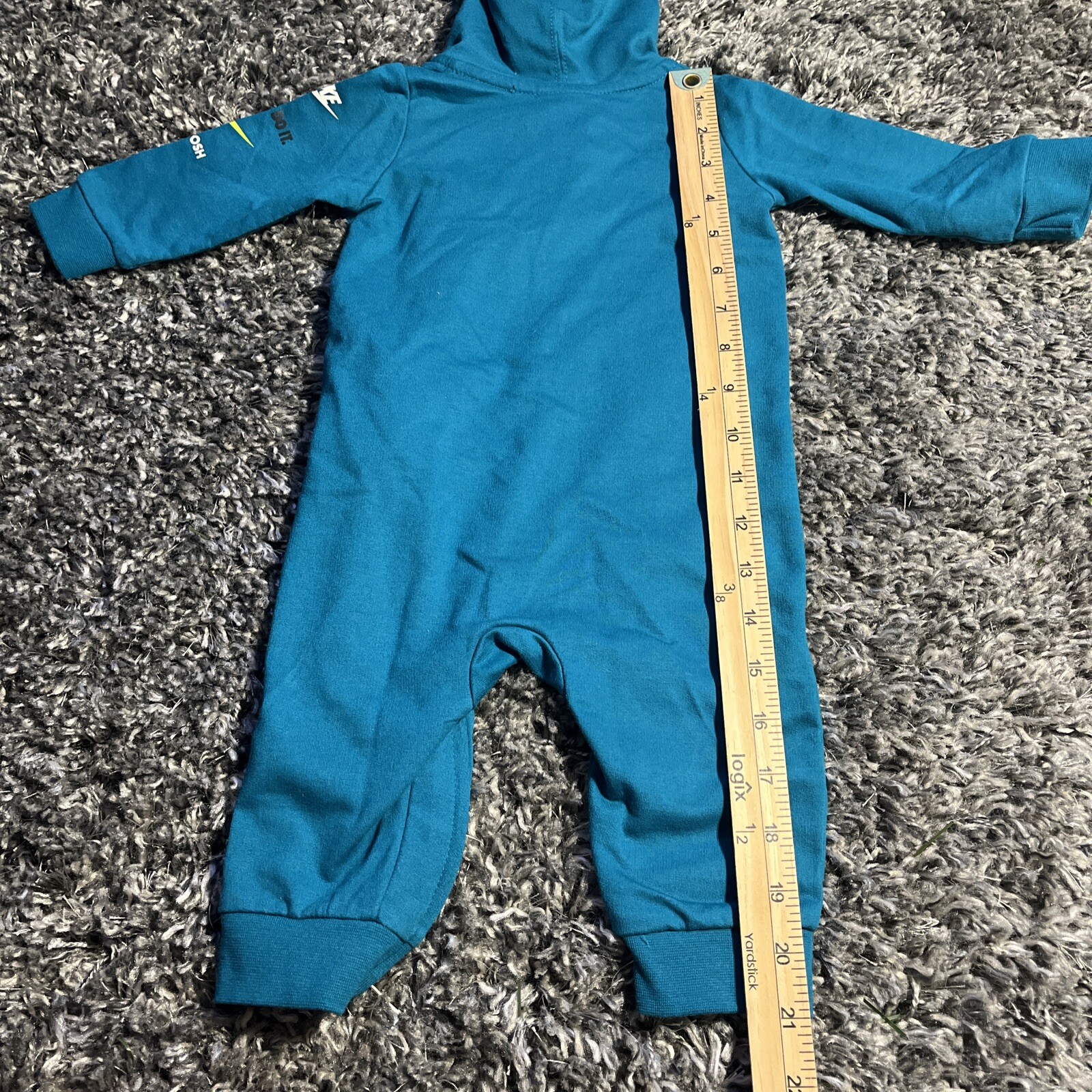 Nike Teal Blue Swoosh 72 Baby Hoodie One Piece- 9 Months -HTF Zip Up 1 Piece EUC