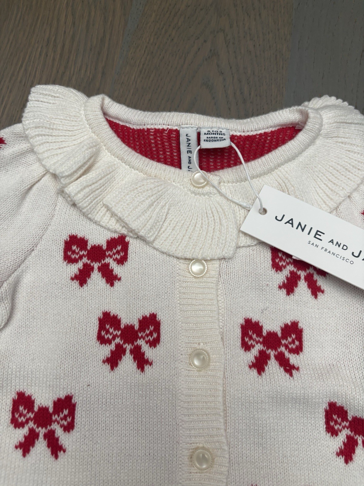 NWT Janie and Jack girl WINTER HOLIDAY ivory bow Sweater 5-piece SET 0 3 6 9 12