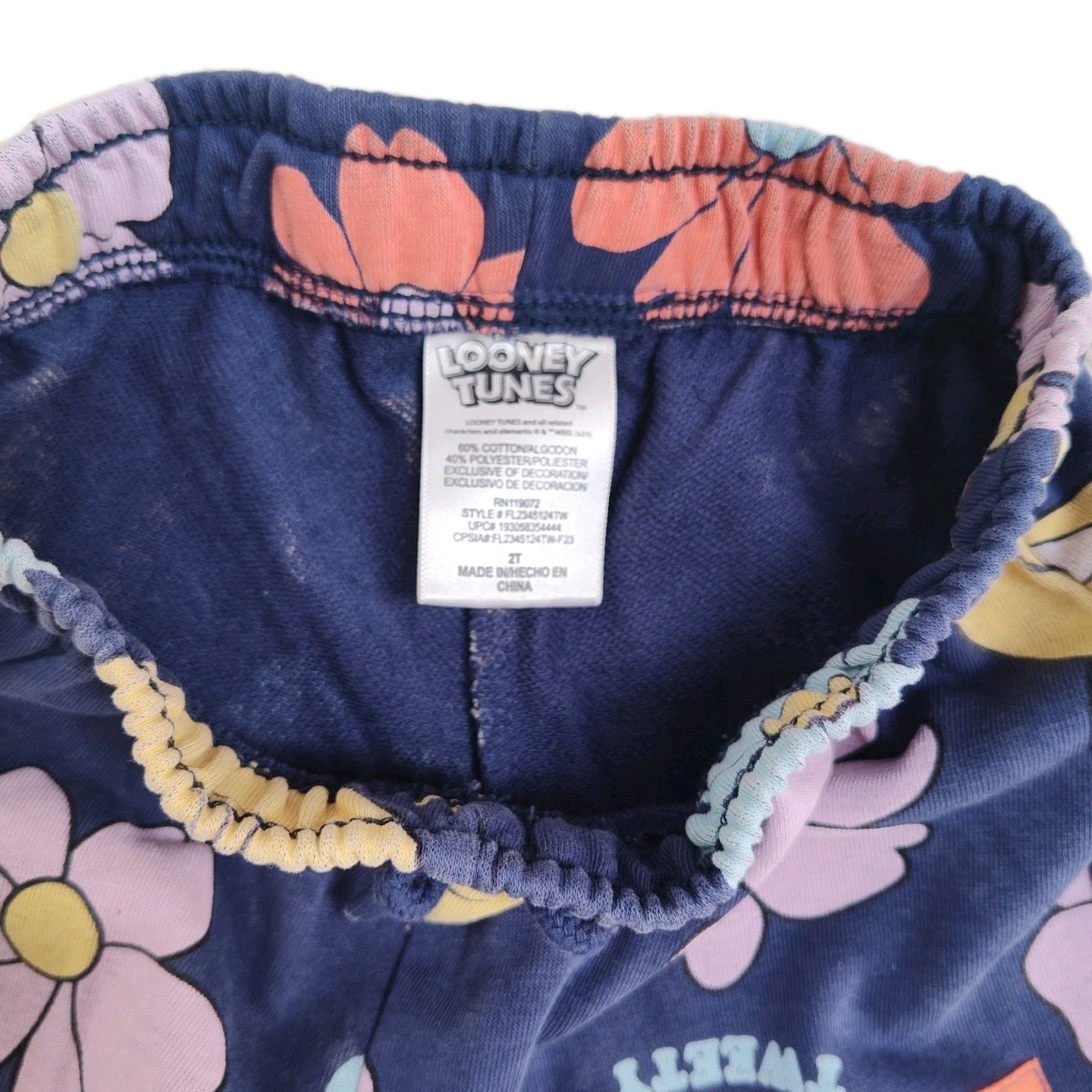 VTG Looney Tunes Shorts Set Size 2T Blue Tweety & Flowers 2-Piece Set