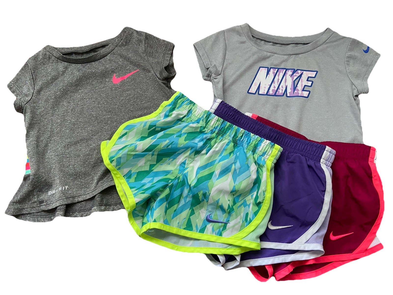 Baby Girls 2T (1-2 Yrs) 3x Nike Dri Fit Lined Shorts + Nike Dri Fit Shirts -NICE