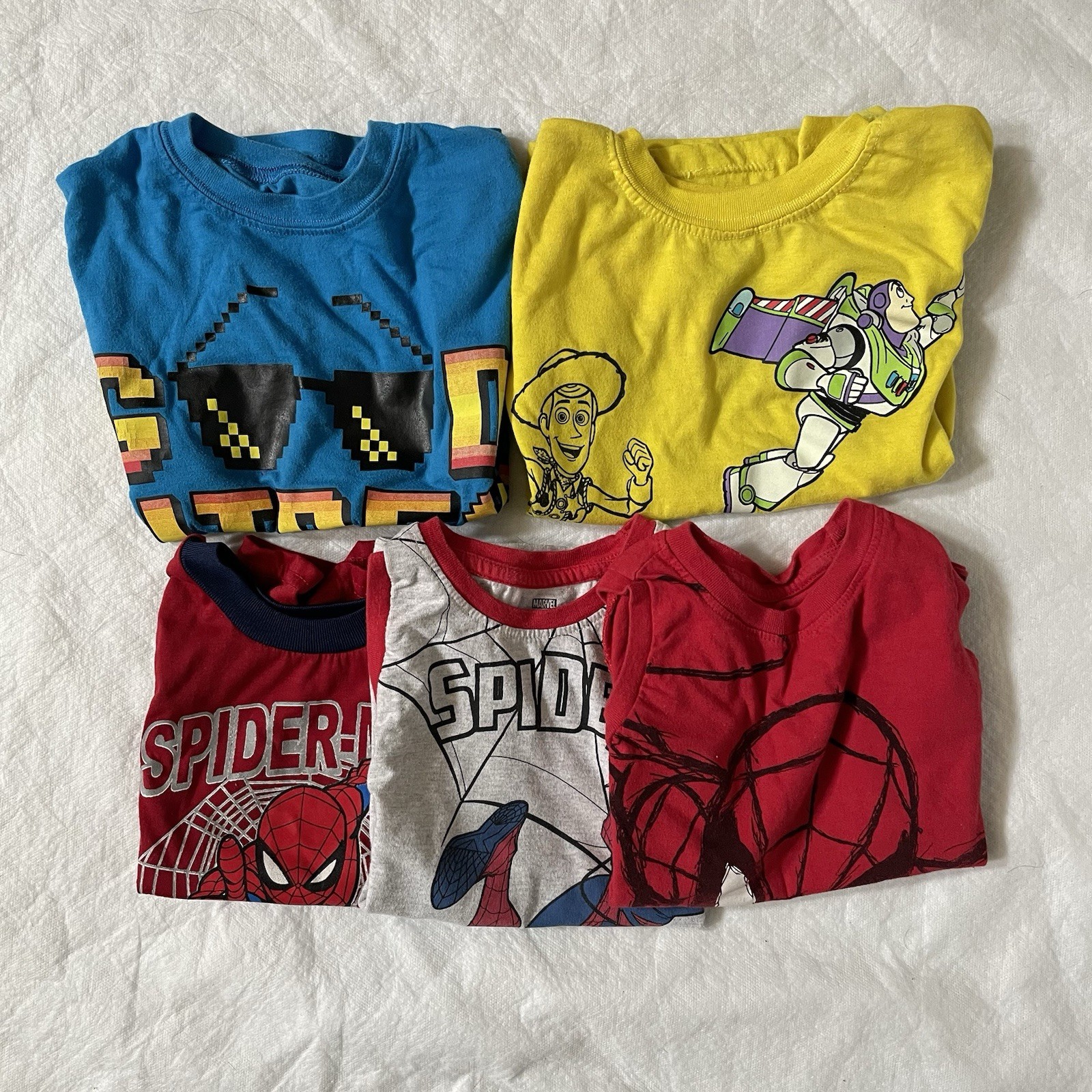 Lot of 5 T Shirt Tank Top Boys Sz 4 T Multicolor Cotton Blend Graphic