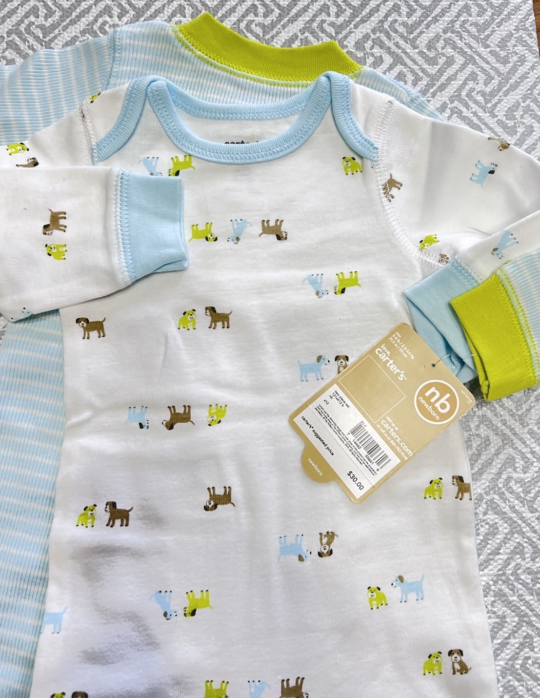 NEWBORN CARTER’S 2 PIECE SLEEP & PLAY OUTFITS BABY BOY’S PUPPIES SO CUTE!!