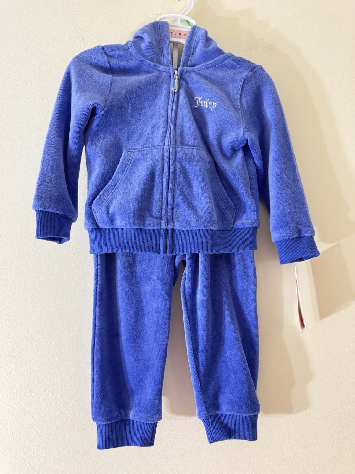 NWT Juicy Couture Embellished Velour Hoodie & Track Pants Set Size 18 Months